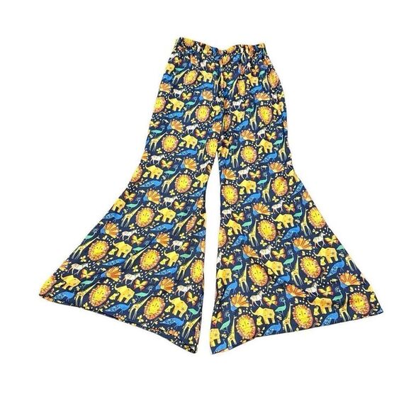 Vintage 60s or 70s silky animal print bellbottom pants - Picture 1 of 6